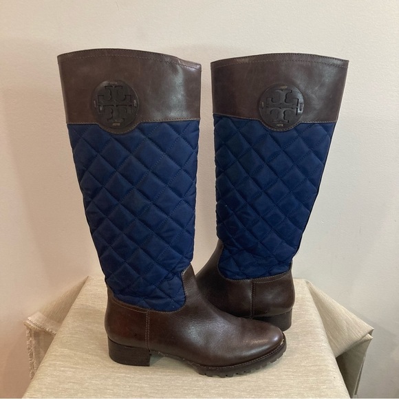 TORY BURCH  Sz 7 Rosalie Equestrian Style Quilted & Leather Riding Vibe Boots - Picture 11 of 12